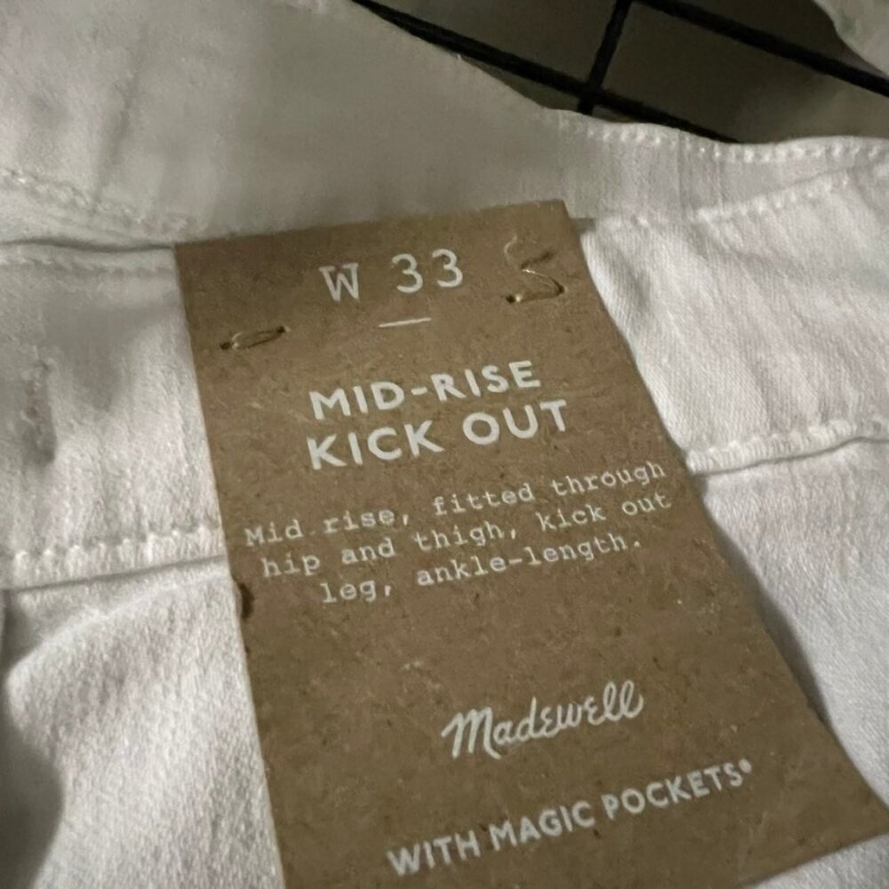 Madewell $128 Kick Out Crop jeans in Pure White Size 33 NI961 - Picture 7 of 8